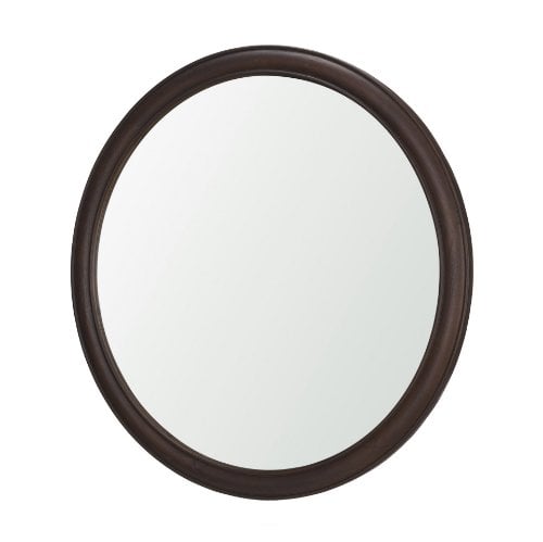 71600 - Bramwell 36" Dark Brown Wood Framed Heritage Round Mirror