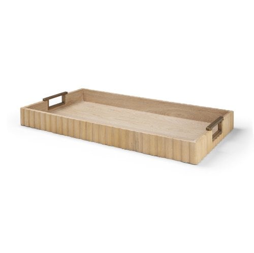 71628 - Strata Fluted White-Washed Wooden Decortative Tray