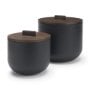 71632 - Voss Black Metal w/ Dark Brown Lid Canister Set