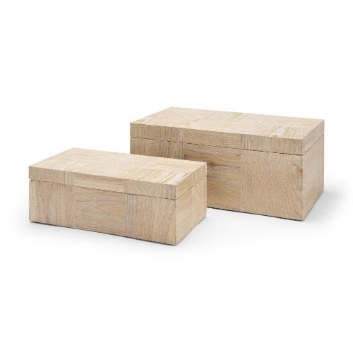 71633 - Tulum White-Washed Wood Parquet Decorative Box Set