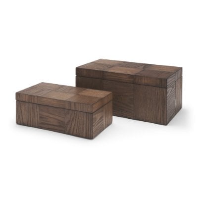 71634 - Tulum Brown Wood Parquet Decorative Box Set