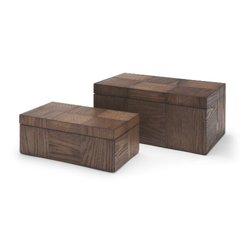 71634 - Tulum Brown Wood Parquet Decorative Box Set
