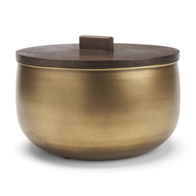 71639 - Voss Brass Metal w/ Dark Wood Lid Canister