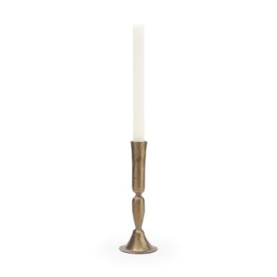 71640 - Whitlock Large Antique Brass Metal Taper Candle Holder
