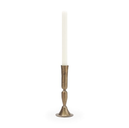 71640 - Whitlock Large Antique Brass Metal Taper Candle Holder