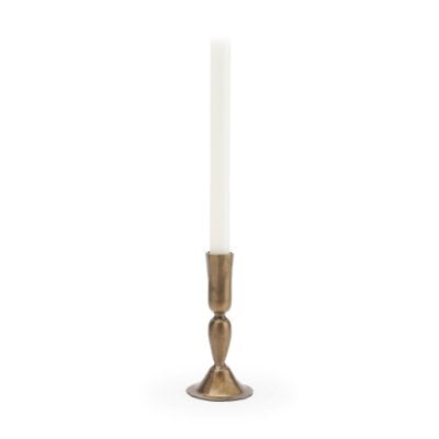 71641 - Whitlock Small Antique Brass Metal Taper Candle Holder