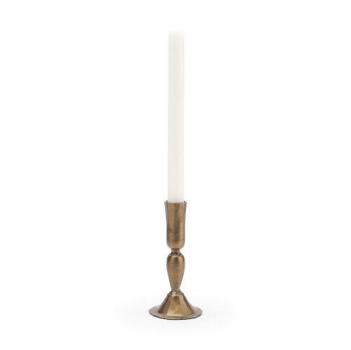 71641 - Whitlock Small Antique Brass Metal Taper Candle Holder