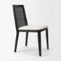 69350V - Clara Cane Back Dining Side Chair | Cream Fabric w/ Black Wood