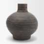 71563 - Sironi Black Terracotta Ribbed Decorative Vase