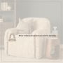 71203-AB - Huntley Cream Faux Fur Fabric Swivel Accent Chair