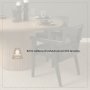 71244 - Reid Cane Back Dining Arm Chair | Black Fabric w/ Black Wood