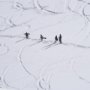 16383 - Skiers on Winter Slope by Anita Palceska Textured Framed Photo Print Matted under Glass