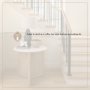 69922 - Enzo Marble Tabletop w/ Fluted Light Wood Base Foyer Accent Table
