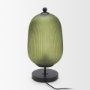 71529 - Oliva Fluted Green Glass w/ Black Metal Table Lamp