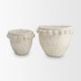 71568 - Noli Antiqued White Dotted Paper Mache Decorative Planters