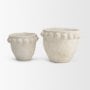 71568 - Noli Antiqued White Dotted Paper Mache Decorative Planters