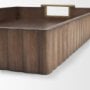 71627 - Strata Fluted Brown Walnut Wooden Decortative Tray