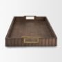 71627 - Strata Fluted Brown Walnut Wooden Decortative Tray