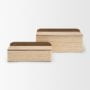 71630 - Chord Woven White-Washed w/ Brass Handle Decorative Box Set