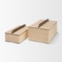 71630 - Chord Woven White-Washed w/ Brass Handle Decorative Box Set