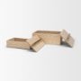 71630 - Chord Woven White-Washed w/ Brass Handle Decorative Box Set