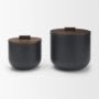 71632 - Voss Black Metal w/ Dark Brown Lid Canister Set