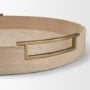 71635 - Langford Round White-Washed Wood w/ Brass Handles Tray Set