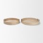 71635 - Langford Round White-Washed Wood w/ Brass Handles Tray Set