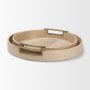 71635 - Langford Round White-Washed Wood w/ Brass Handles Tray Set