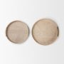 71635 - Langford Round White-Washed Wood w/ Brass Handles Tray Set