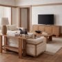 71912 - Carmel Rectangular Coffee Table | Raffia w/ Brown Wood