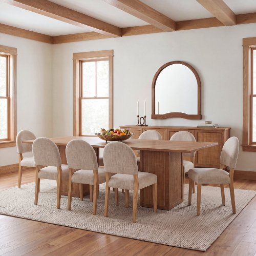71914-AB - Carmel Rectangular Dining Table | 94" | Raffia w/ Brown Wood